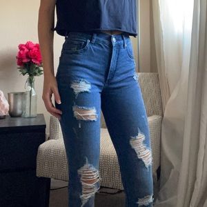 Express Distressed High Waisted Jeans